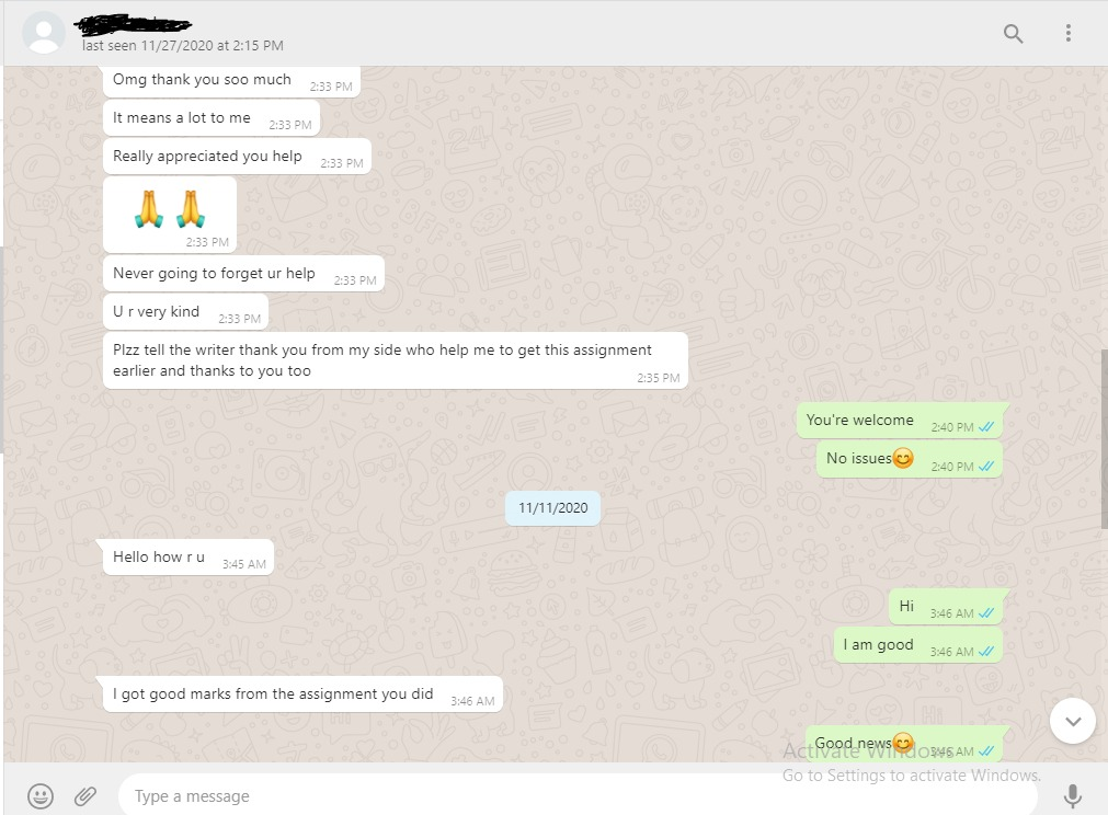 Client message: Never going to forget ur help
